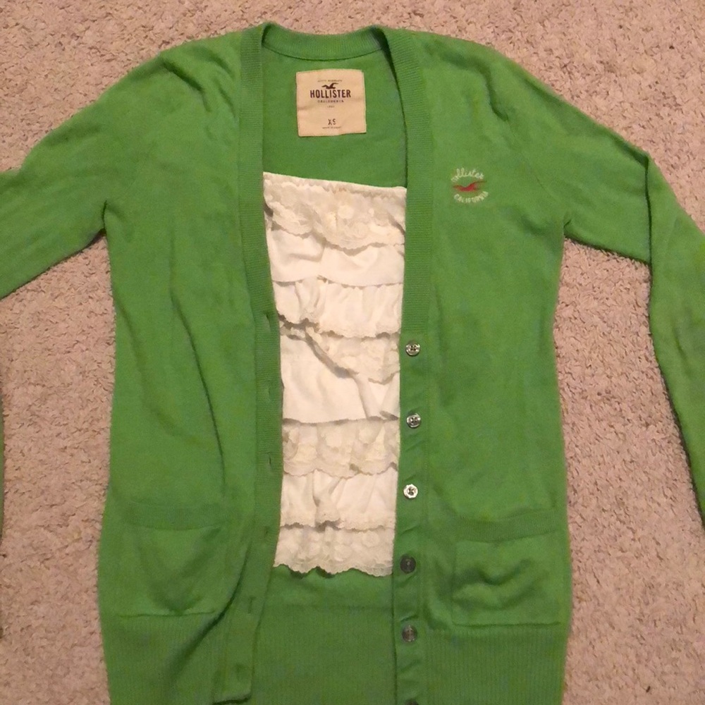 Green Hollister cardigan